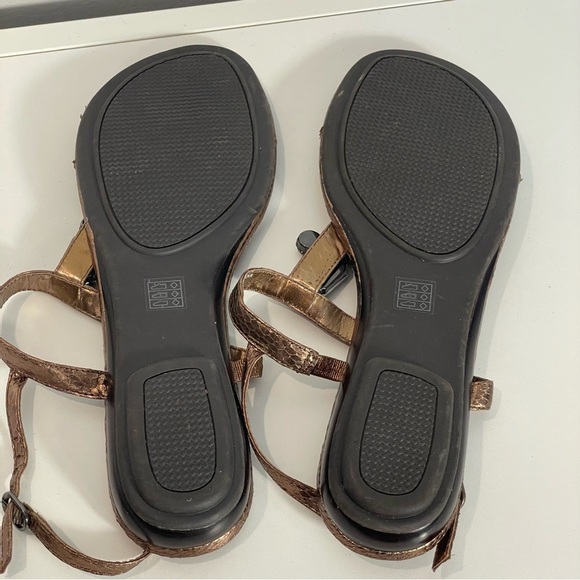 Moda Reflex Bronze Faceted Jeweled Thong Low Heel Strap Comfort Sandals Sz 10 - Picture 8 of 12